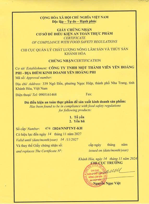 Chứng nhận An toàn vệ sinh thực phẩm - 2024